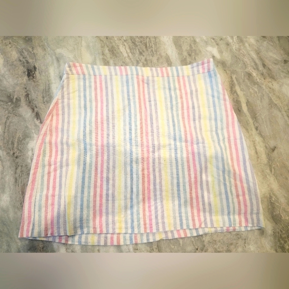 Forever 21 Pastel Rainbow Stripe Mini Skirt | Size Small